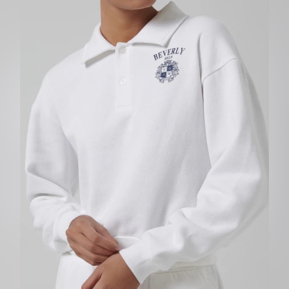 Sporty & Rich White BH Crest Soft Polo Sweatshirt